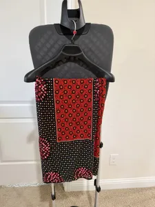 Red and black sari with mirror work for sale.