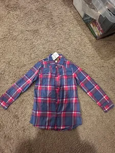 Purple and pink plaid button-down shirt for sale