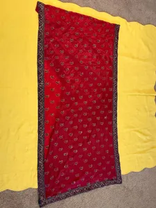 Pink and Blue patterned chiffon sari for sale