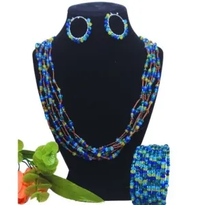 Handmade Boho Beaded Jewelry Set – Necklace, Bracelet & Earrings