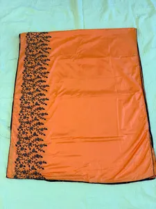 Orange Raw Silk Sari for sale