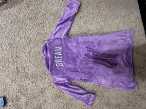 Purple plush hooded robe with rhinestones for sale